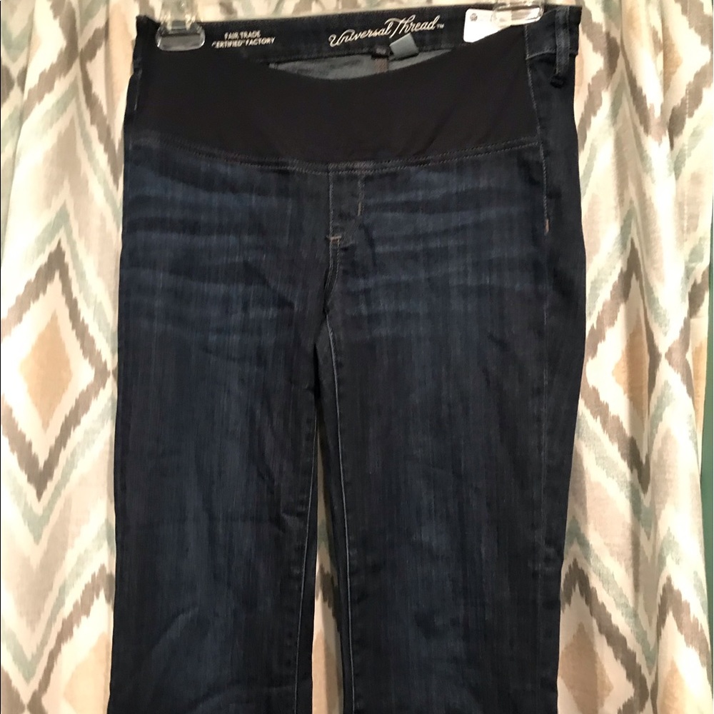 Universal Thread Womans Maternity Blue Jeans Front Stretch Panel Pockets Sz 10S